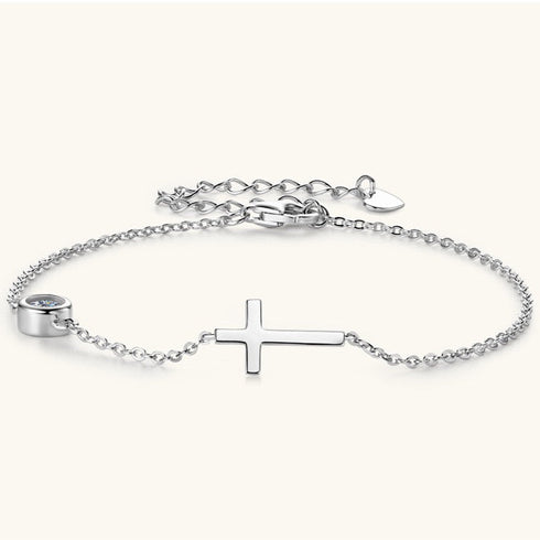 0.30 CT Cross Round Cut Diamond Bracelet (Silver)